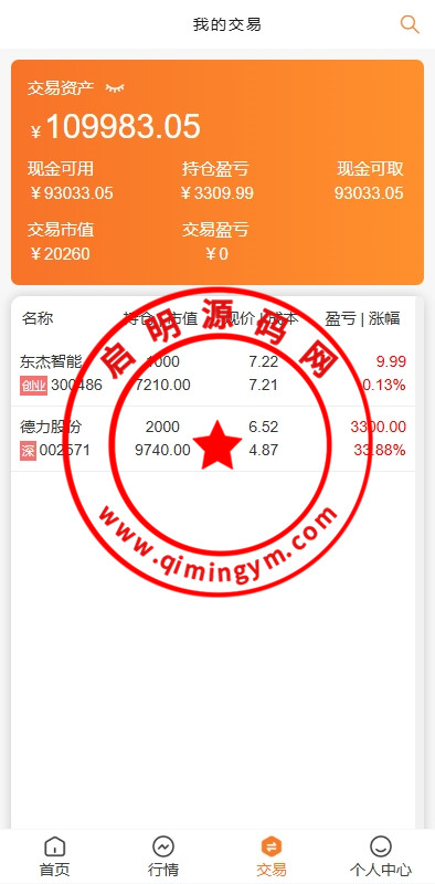 A股股票交易系统/新股申购/证券交易/前端VUE