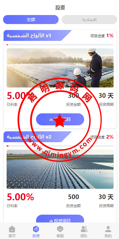 阿拉伯投资理财系统/海外投资众筹系统/前端VUE